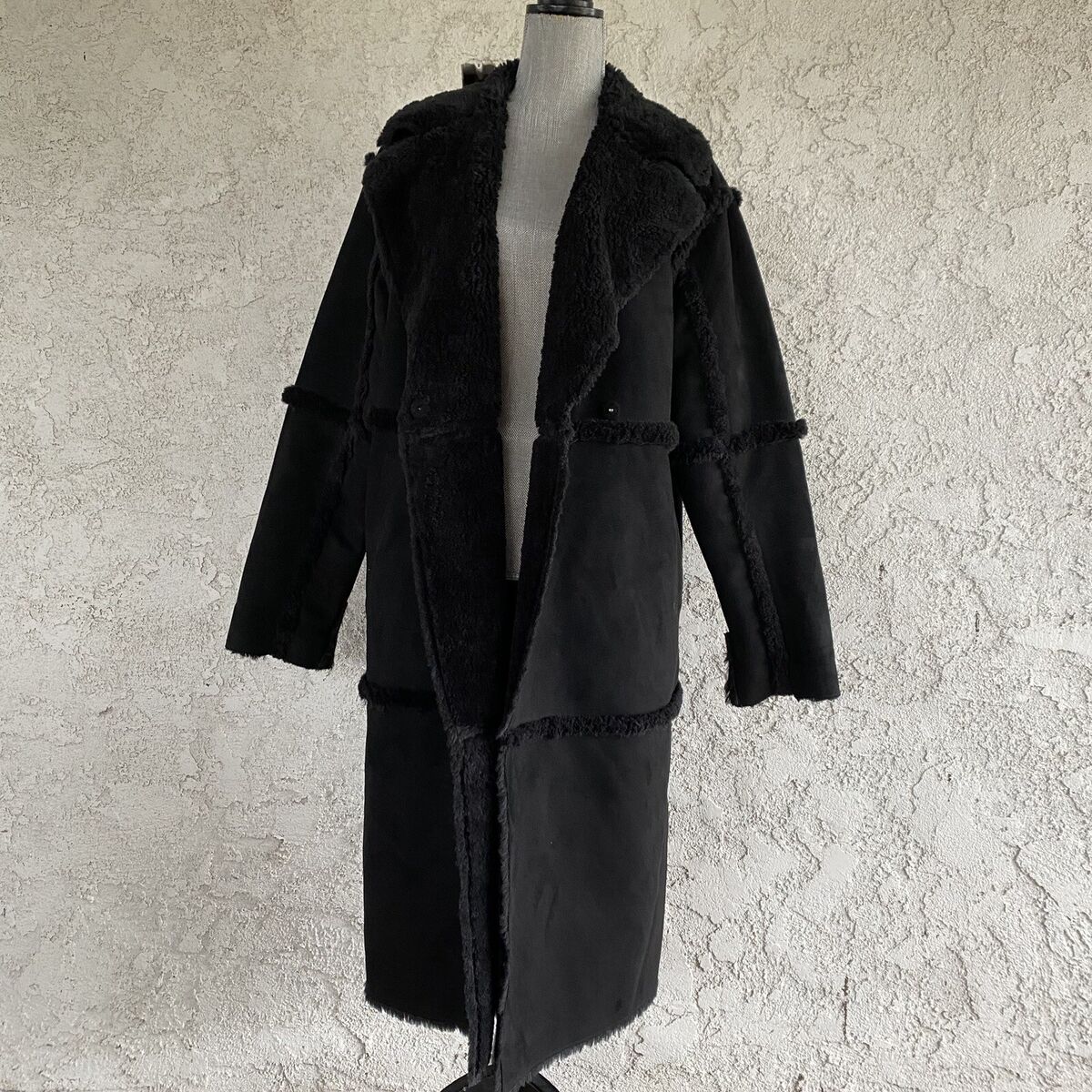UGG Takara Long Faux Shearling Twinface Coat Jacket Black UGG Takara Long Faux Shearling Twinface Coat Jacket Black