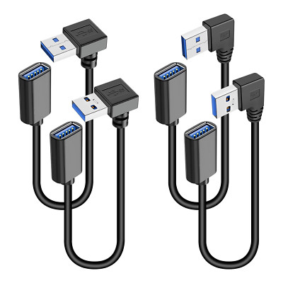 UCEC 4PCS 90 Degree USB 3.0 Extension Cable, Short USB Cable Extender Adapter