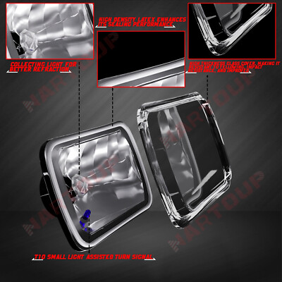 Fit 82-93 Chevy S10 Blazer GMC S15 7X6 Projector LED Headlight Hi