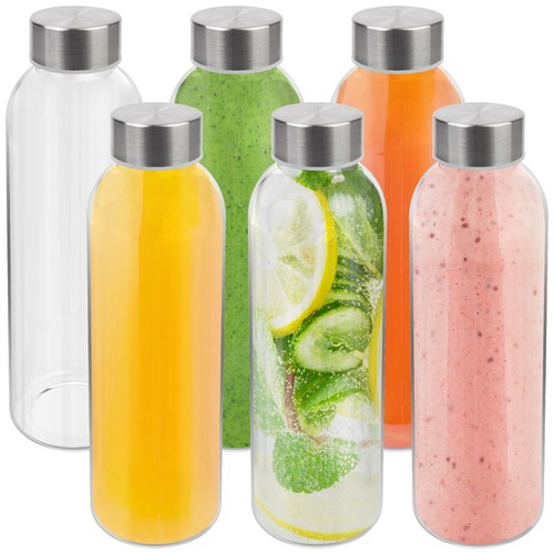 HEFTMAN Glass Bottles with Lids x 6 500ml Water Bottle Airtight Leakproof Gym - Picture 1 of 7