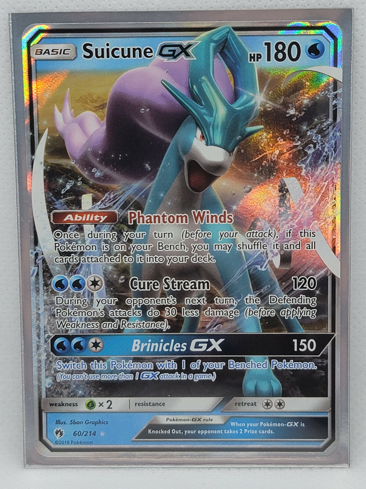 Suicune GX 60/214 Holo Ultra Rare Pokemon Lost Thunder Sun & Moon Card NM/M