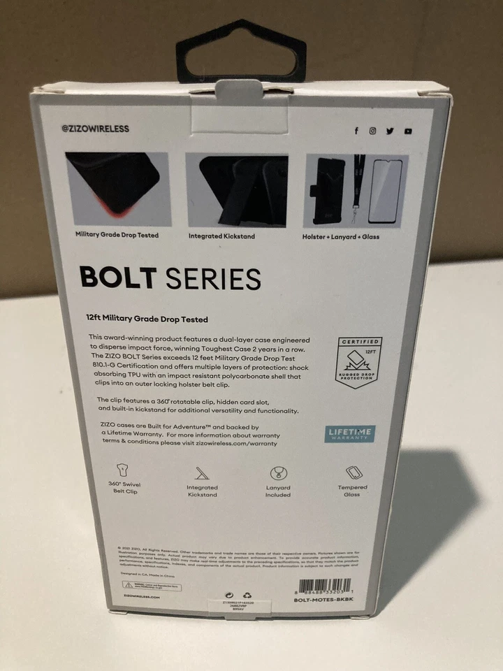 适用于摩托罗拉 Moto G Pure - ZIZO BOLT 捆绑出售物品 带钢化玻璃 - 黑色 — 第 2/4 张图片