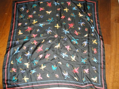 Smithsonian Institution Scarf Women's Black Butterfly Print 100% Silk 35'' Square