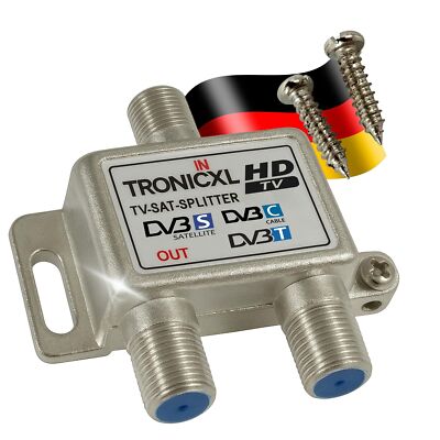 Verteiler 2-fach Splitter Weiche Digital HD TV 3D 4K Antennenverteiler SAT Kabel