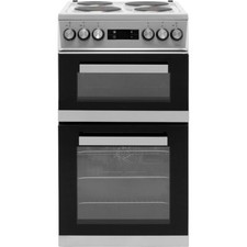 Beko KDV555AS 50cm Free Standing Electric Cooker with Solid Plate Hob Silver