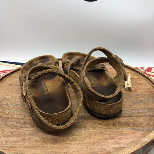 Birkenstock Yara Habana Brown Oiled Leather Sandals Ankle Strap Size 39 US 8 Reg - Picture 4 of 8
