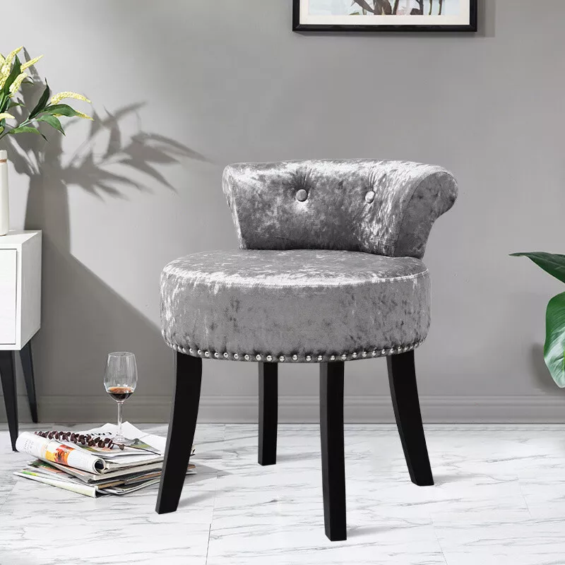 Crushed Velvet Dressing Table Stool Chair Piano Makeup Seat Vanity