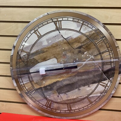 DesignArt Gold Fire & Ice Mineral Round Aluminum Wall Clock Store Display New @