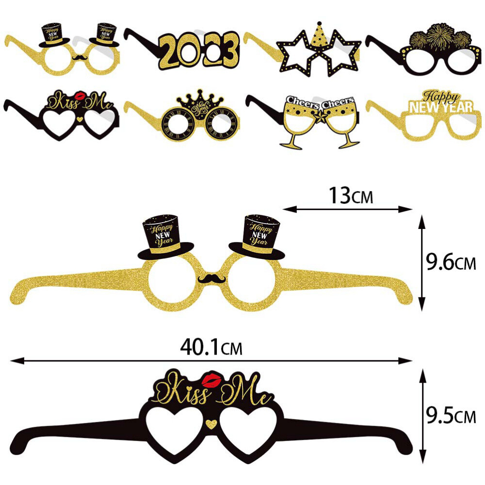 16 Pcs Christmas Goggles Photo Booth Props Glasses 2023 New Year Party