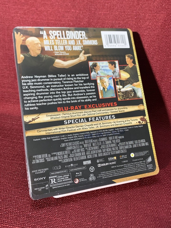 WHIPLASH BluRay STEELBOOK Miles Teller J. K. Simmons 🔥 NEW 43396516021