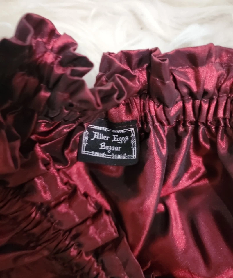 Костюм ручной работы бурганди эпохи Возрождения атласная юбка от Alter Egos Bazaar - Изображение 4 из 4