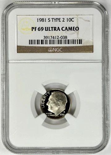 1981 S 10c ROOSEVELT DIME TYPE TWO T2 NGC PF69 UCAM ULTRA CAMEO DCAM RARE!