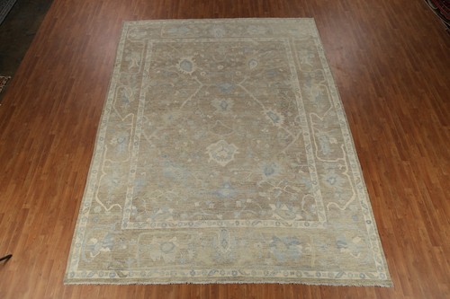 Vegetable Dye Turkish Authentic Oushak Rug Hand-Knotted 10x13 ft Brown - Picture 3 of 21