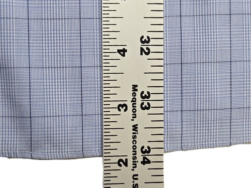 Jos A Bank Traveler Long Sleeve Dress Shirt Blue Plaid Mens Size 18.5 - 36 - Picture 4 of 10