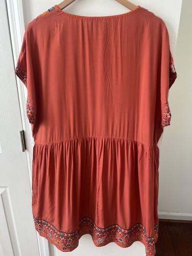 Savanna Jane NEW Mini Dress Orange Women's 1X Floral Embroidered Babydoll Lined - Picture 6 of 9