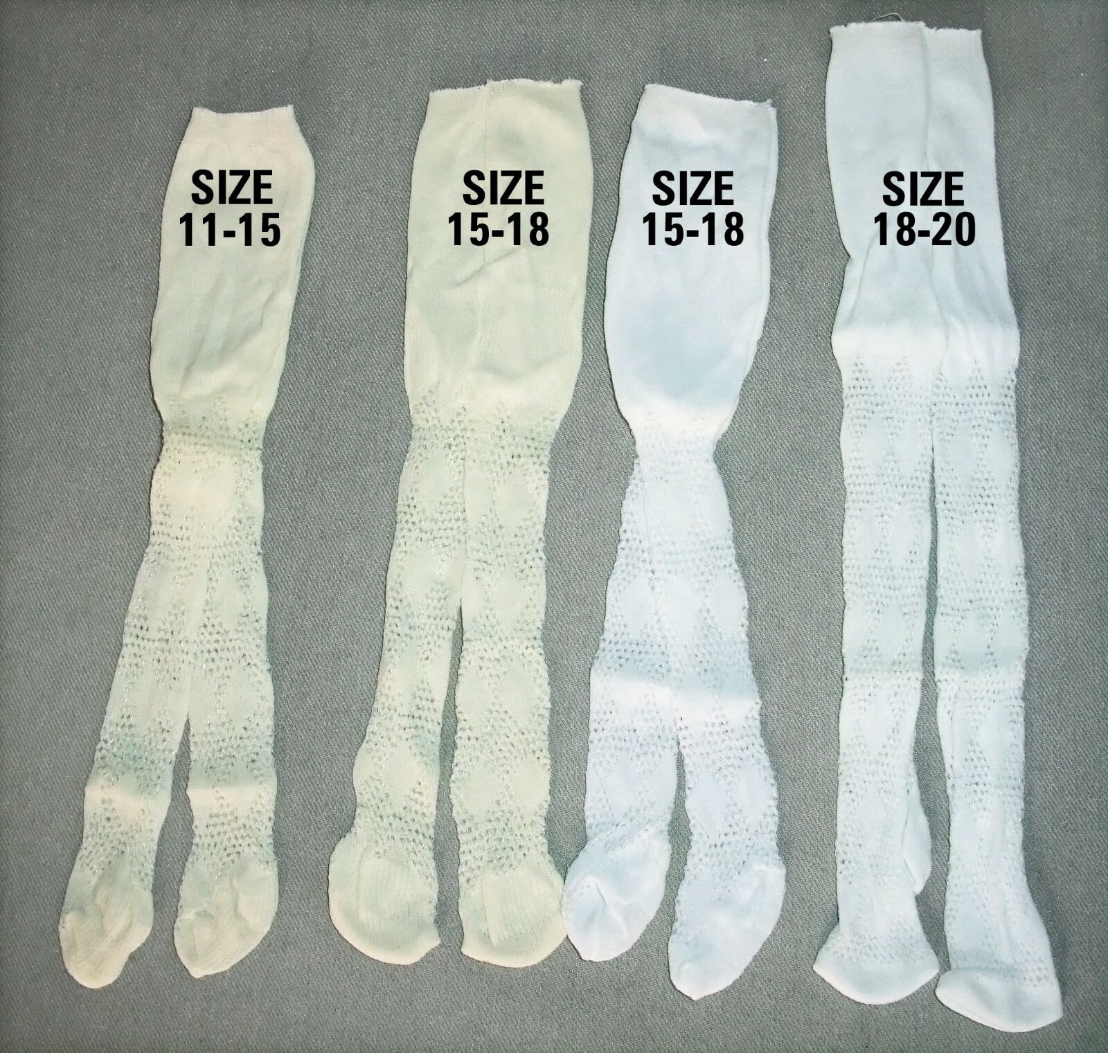 DOLL TIGHTS - Size 15-18" - CREAM TIGHTS for popular 16" Dolls 