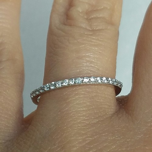 .18 carat Woman 14k white Gold round half Eternity Engagement Wedding Band S 7.5 - Picture 5 of 5