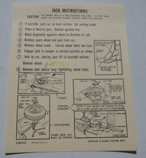Mopar 63 64 Chrysler Jack Instructions New 2266303 1963 1964