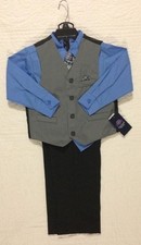 NEW JONATHAN STRONG BOYS 4 PIECE SUIT SET BLUE GRAY BLACK SIZE 5 NWT 48