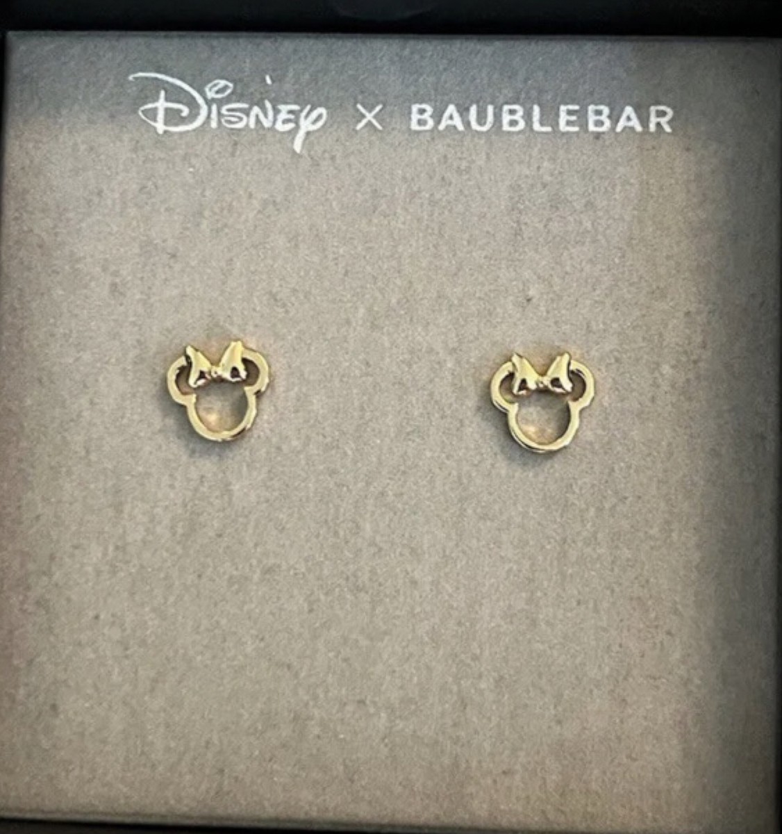 Disney X Baublebar Minnie Mouse Bow Gold Tone Stud Fashion