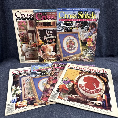 Vintage Cross Stitch & Country Craft Magazines 1991-1994 Lot of 7 Good Condition