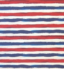 Red White Blue Stripe Fabric, Patriotic, 4th of July, REMNANT: 18" by 40"