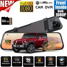 Dash Cam Car Camera Recorder Dual Front and Rear HD 1080P Night  64GB SD Card