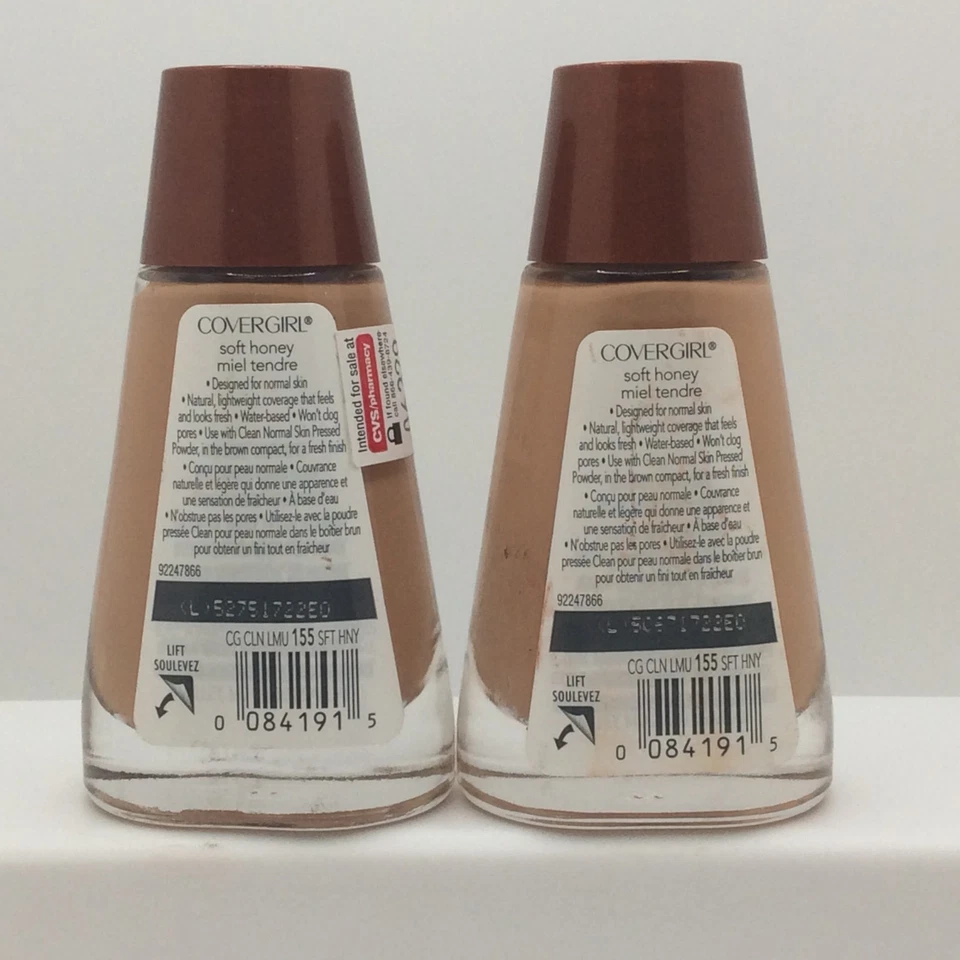 CoverGirl Clean Liquid Foundation For Normal Skin, 155 Soft Honey, PACK OF 2 - Image 2 of 2