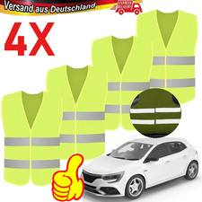 4 X Warnwesten Warnweste KFZ Auto Reflektorweste Erwachsene 360° Reflektierend