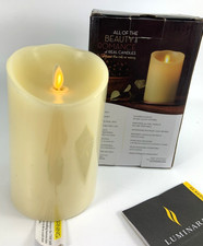 Luminara 3.5" X 5" IVORY Vanilla Honey Scented Real Wax 1000 HR Life ~ Open Box