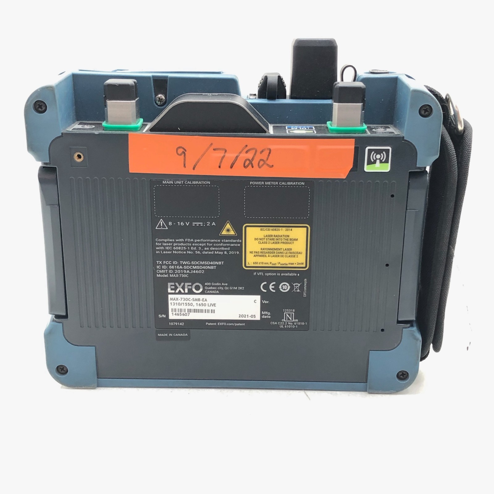 EXFO MAX-730C-SM8-EA-RF MaxTester 730C OTDR IOLM IADV 1310/1550/1625 w/ Adapter