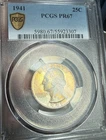 1941 Washington Quarter 25C PCGS PR67 Proof Silver – High Grade Toner Toned