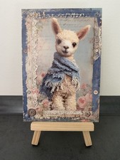 Postkarte Motivkarte, niedliches Lämmchen mit Schal, Schaf, Tiere, Kunst