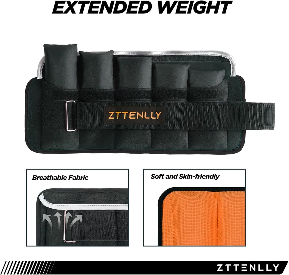 Регулируемые веса лодыжки 1-5/10/15/20 фунтов пара с сумкой для переноски дышащие ткани - Изображение 3 из 4