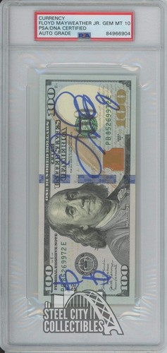 Floyd Mayweather Jr  $$ INSC Autographed $100 Bill PSA/DNA Gem Mt 10