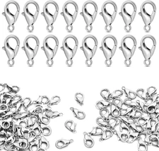 120 Pcs 12mm Silver Metal Lobster Clasps for Jewelry Making