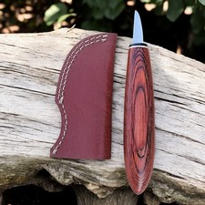 Handmade Wood Carving Detail Knife Carbon Steel Whittling Tool Leather Sheath