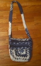 Handmade Crochet Blue Crossbody Bag