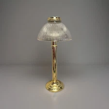 PartyLite Candle Light Lamp Holder Spring Loaded Brass Glass Ribbed P0472 VTG