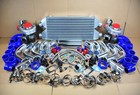 DIY HIGH PERFORMANCE TWIN T3/T4 VBAND TURBO CHARGER KIT CUSTOM FMIC PIPING CH/BL