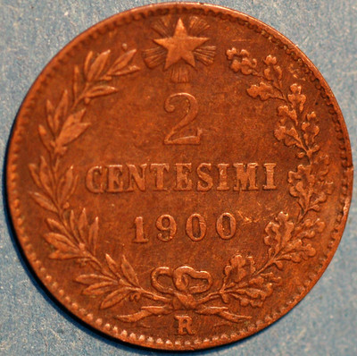 Italy 2 Centesimi 1900 R Umberto I KM# 30