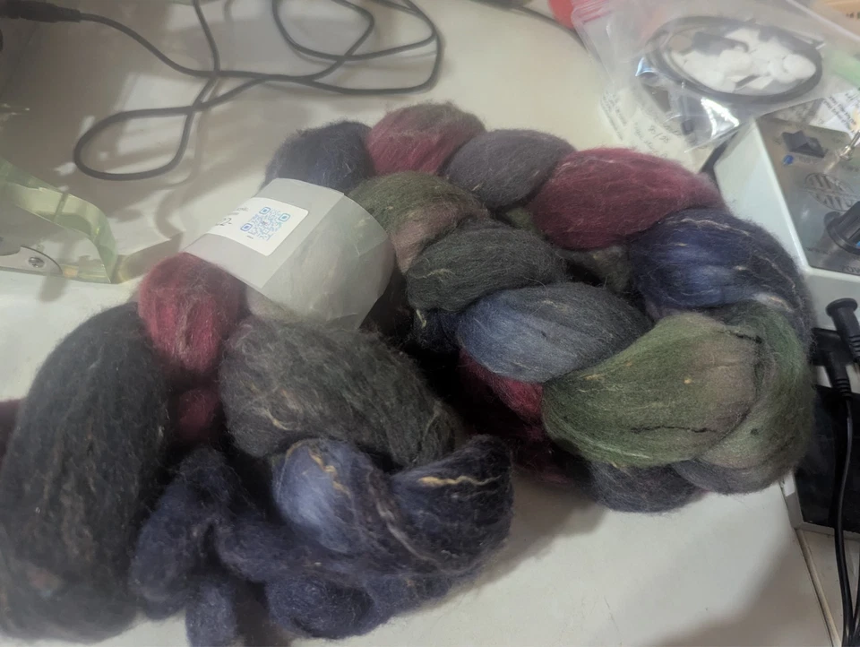 shaniko tweed  Fiber Art Braid for Spinning/Felting 4oz free USA shipping - Image 2 of 2