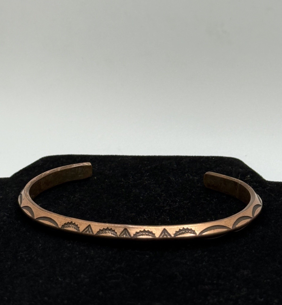 Vintage Solid Copper Cuff Bracelet Hand Stamped D… - image 11