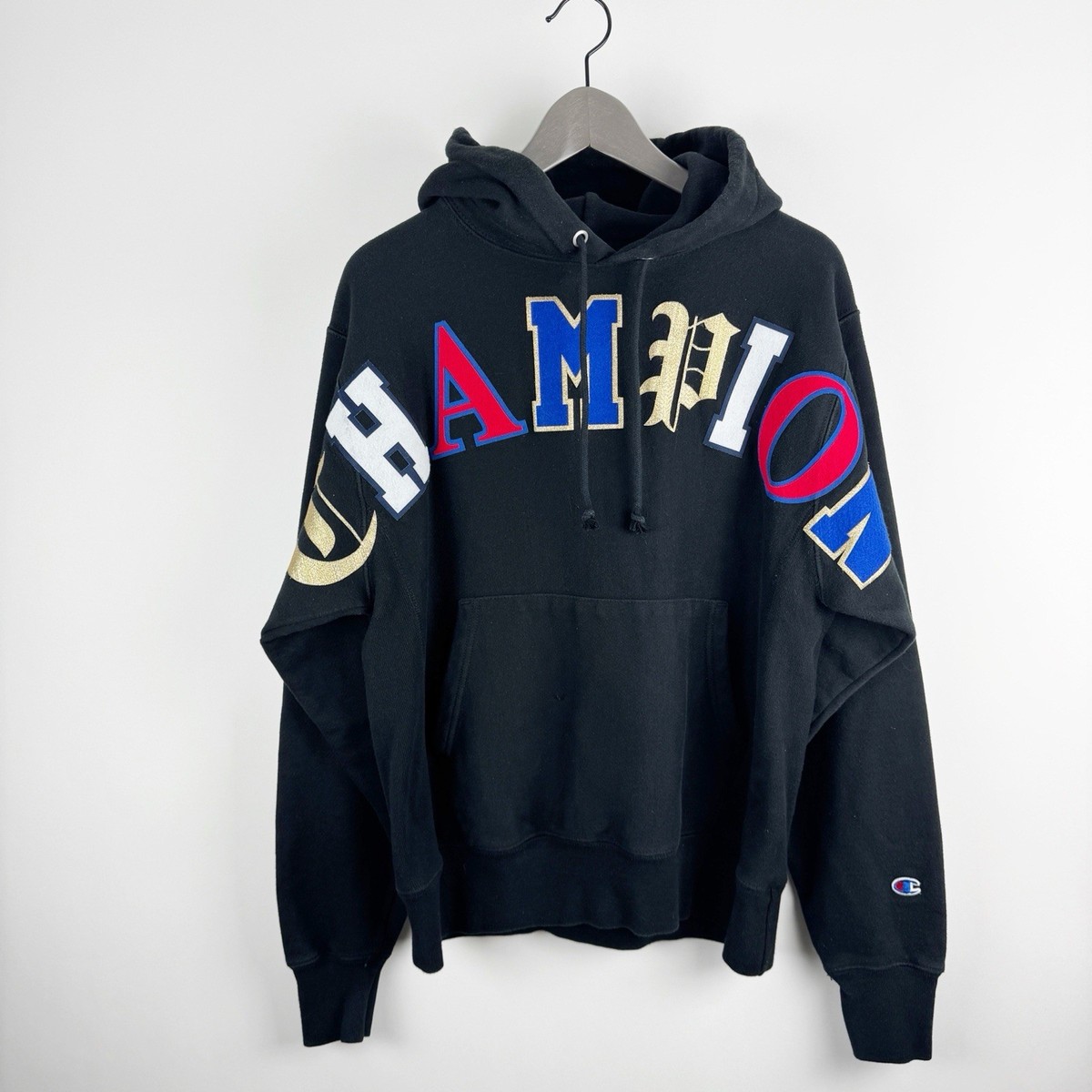 Champion Reverse Weave Pullover Hoodie Mens Medium Black Old