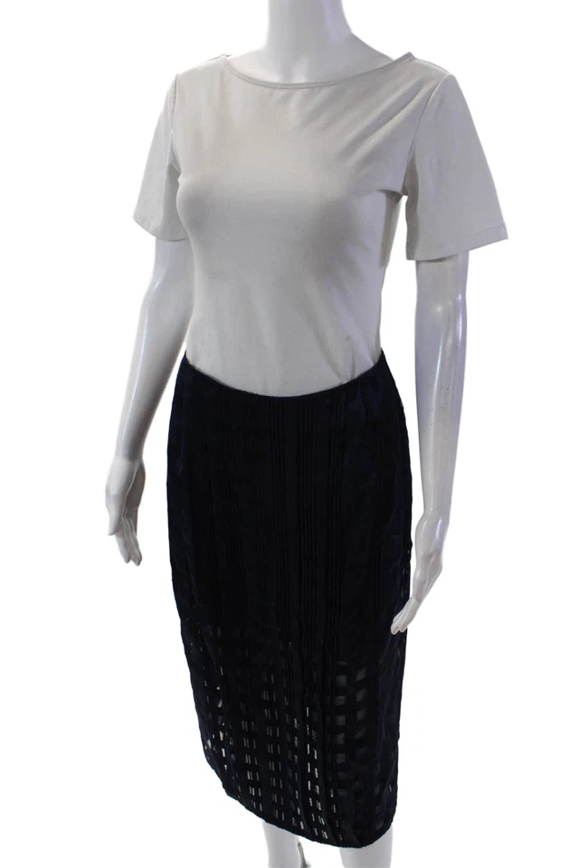 Falda Diane Von Furstenberg para mujer con cremallera trasera hasta la rodilla línea A azul marino talla 4 Foto 2 de 4