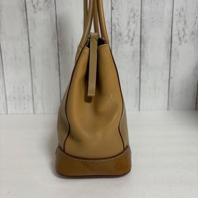 Vintage PRADA Archive 2000s Leather Shoulder Tote Bag Camel Beige
