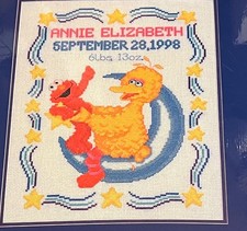 NIP 1998 ELMO & BIG BIRD Sesame Street Cross Stitch Kit BABY BIRTH ANNOUNCEMENT