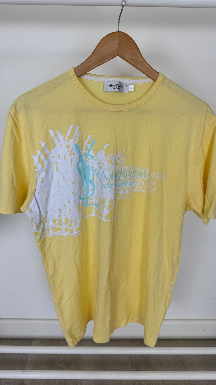 Yves Saint Laurent Vintage Cotton Big Logo T Shirt Size L