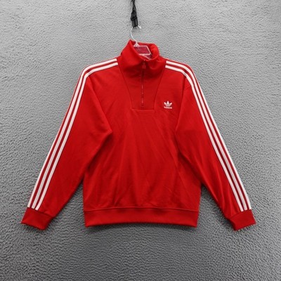 Adidas Originals Mock Neck Track Jacket Small Red Men 3Stripe Zip Pullover NEW