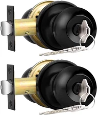 Probrico Door Knobs 2 Pack Black Entry Keyed Alike Lockset Interior Exterior